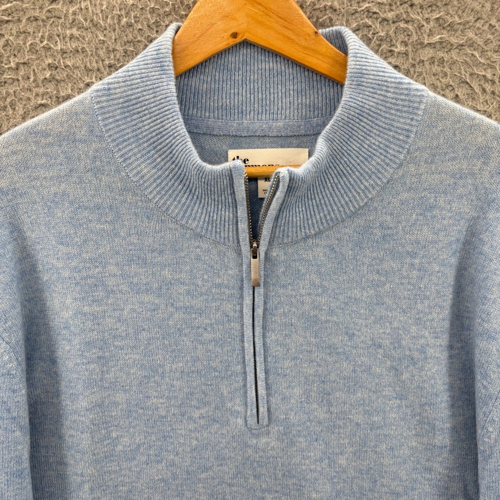The Commons Cashmere Sweater Mens XL Blue 1/4 Zip Soft Pullover Preppy Outdoor